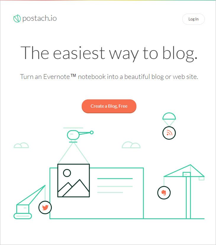 Postach.io – блог-платформа от разработчиков Evernote. Работа с блогом производится через мобильное приложение или десктопную программу.